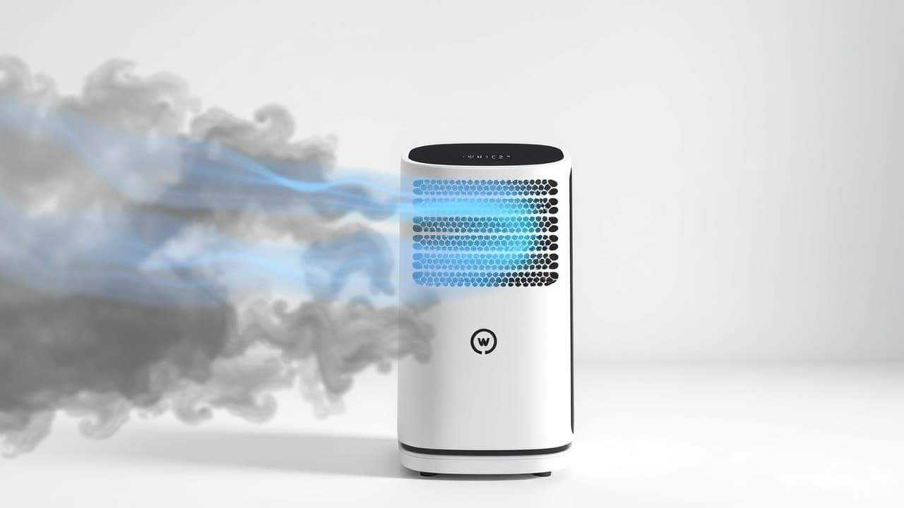 A space heater with an air filter icon, indicating air purification capabilities