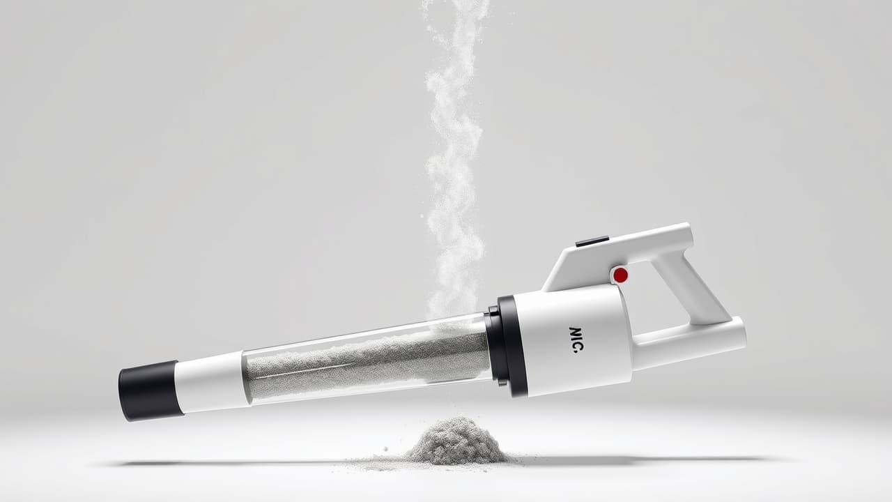 A cutaway view of a vacuum cleaner showing a multi-stage filtration system, including a HEPA filter, trapping dust and allergens.