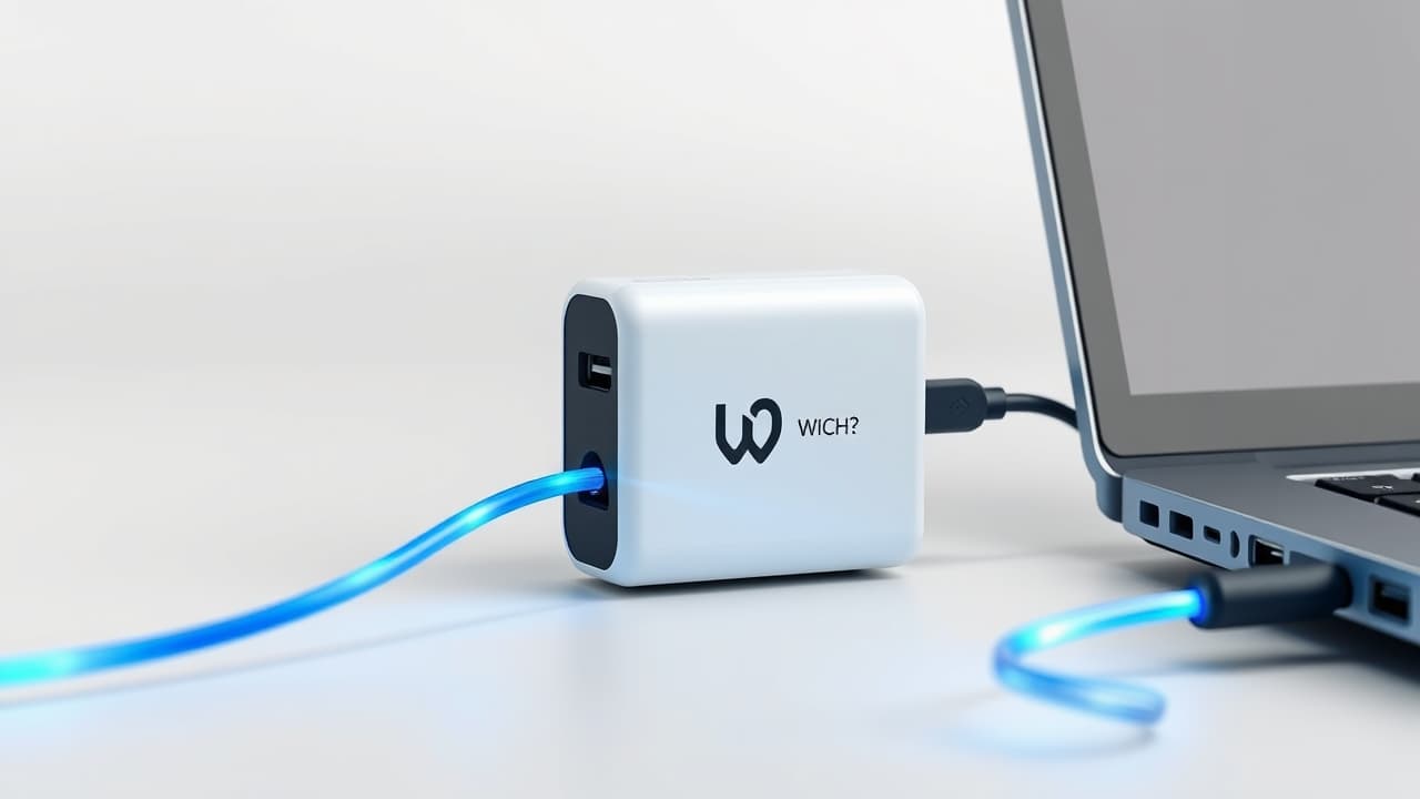 A graphic illustrating the smaller size and cooler operation of a GaN-based USB-C charger compared to a traditional silicon charger