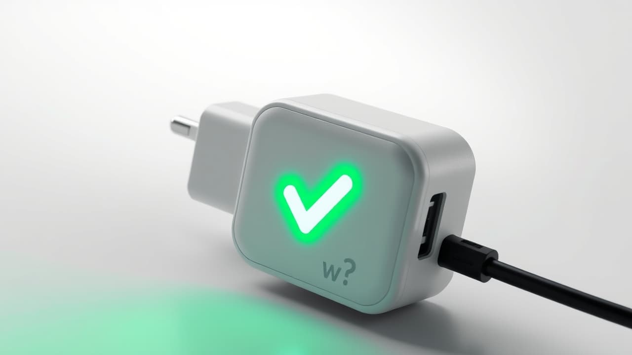 Various safety certification logos like UL, CE, FCC, and USB-IF displayed on a USB-C charger