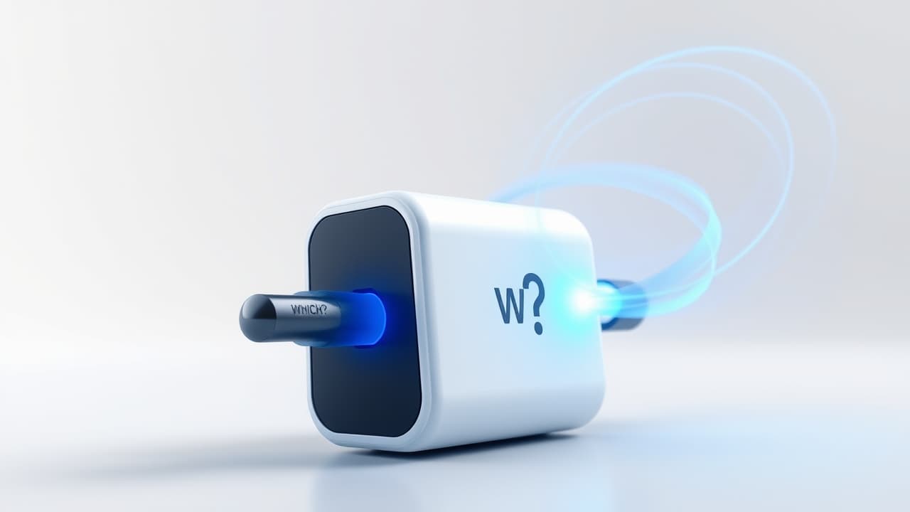 Various USB-C laptop chargers displaying different wattage outputs like 65W, 100W, and 140W