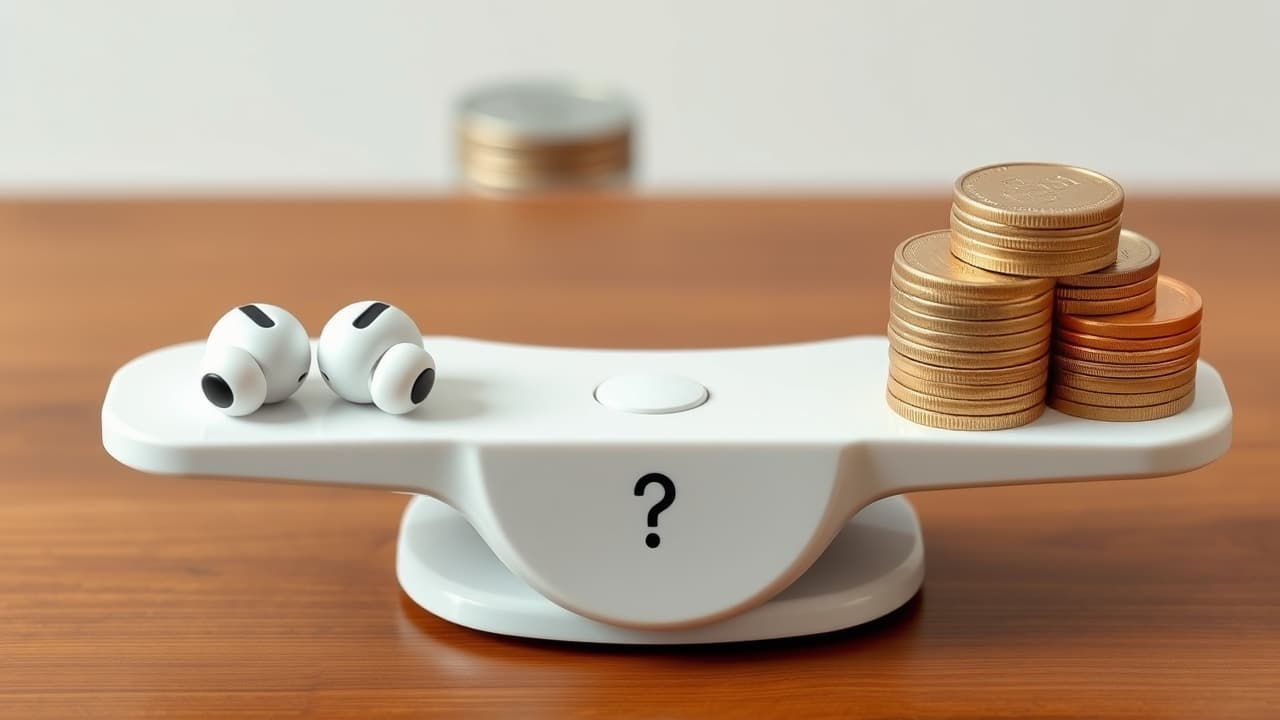 Various price tags indicating different cost ranges for wireless earbuds