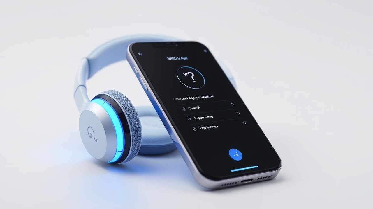 Smartphone screen showing a headphone control app with equalizer settings, symbolizing app integration