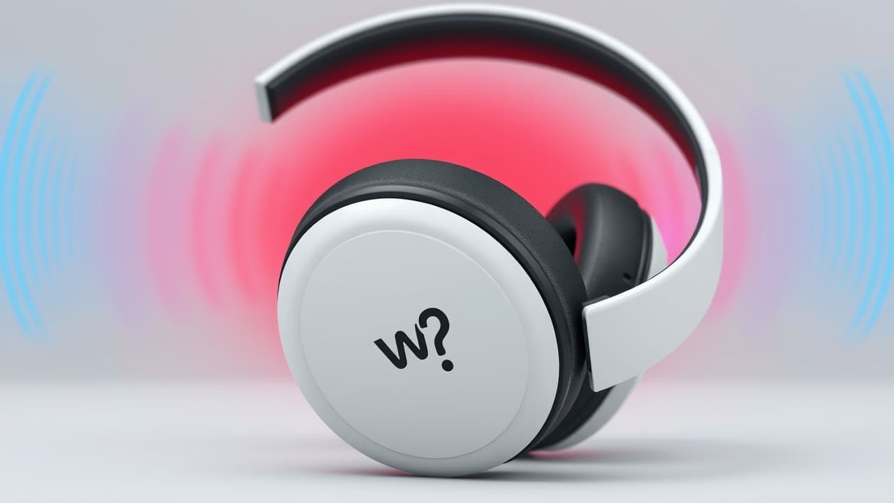 Headphones with sound waves being canceled out, representing active noise cancellation technology