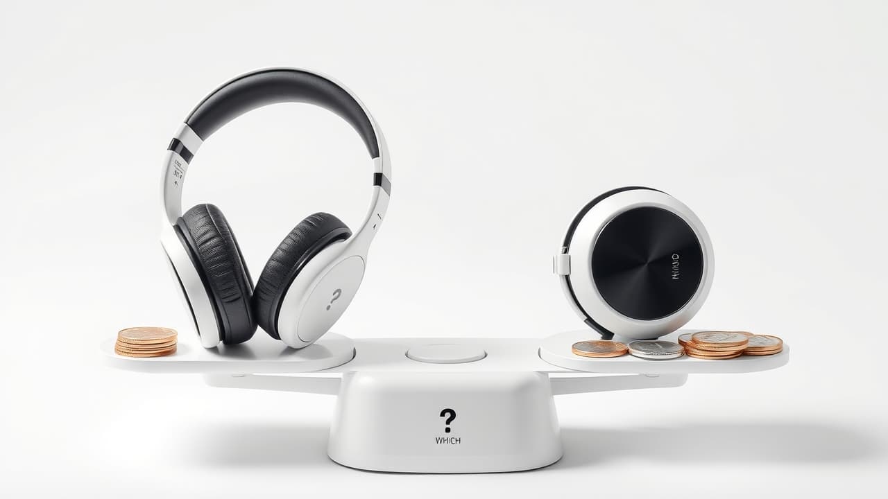 Various headphones arranged by price, from budget to premium, indicating different cost tiers