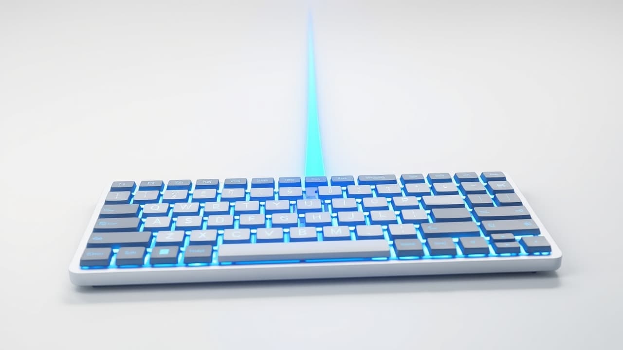 Gamer reacting to fast keyboard response time, indicating low latency