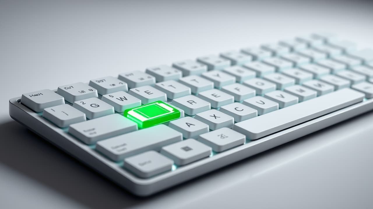 Wireless keyboard with a battery indicator showing full charge