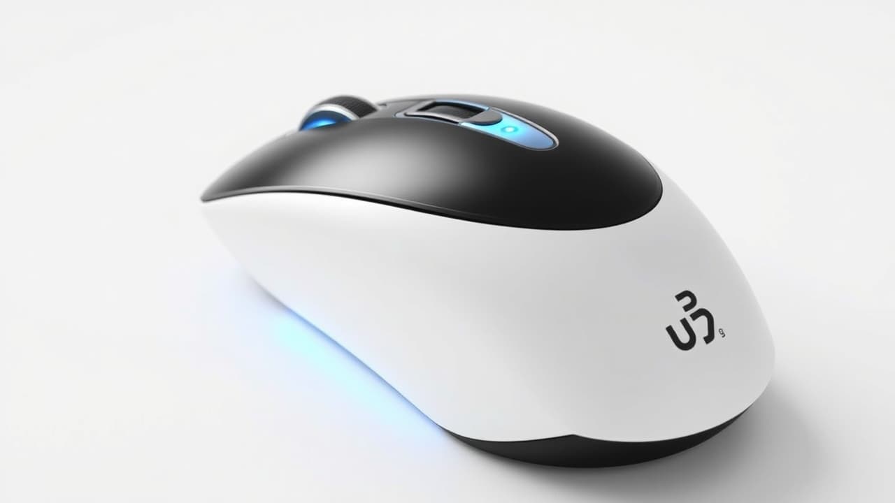 Wireless mouse connecting via USB dongle and Bluetooth symbol
