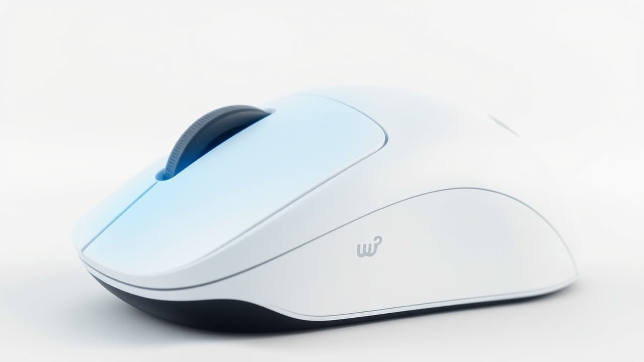 Wireless mouse with a silent click icon, indicating low noise