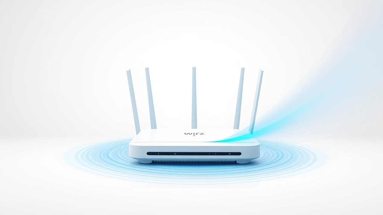 Stable Wi-Fi signal waves radiating from a router, symbolizing consistent and uninterrupted network performance