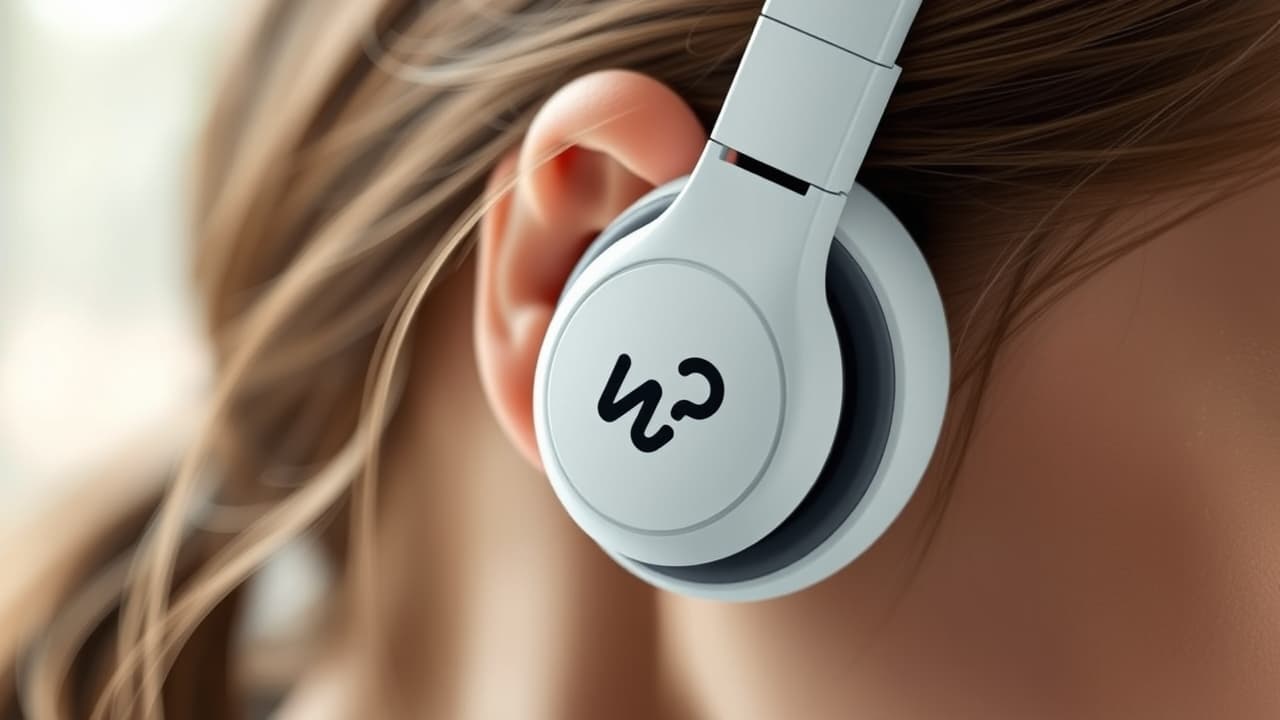 Person wearing comfortable, lightweight workout headphones during exercise