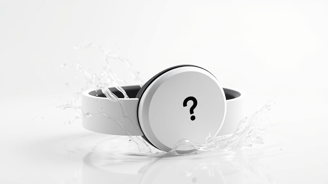 Water droplets on a pair of sweat-resistant workout headphones, indicating their durability against moisture