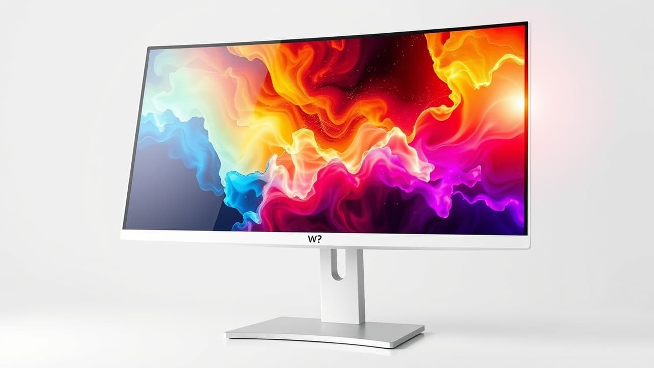 Monitor displaying a vibrant HDR image with high brightness and deep shadows