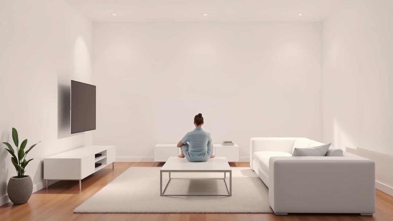 A 32-inch TV mounted in a small bedroom, illustrating appropriate room size and viewing distance