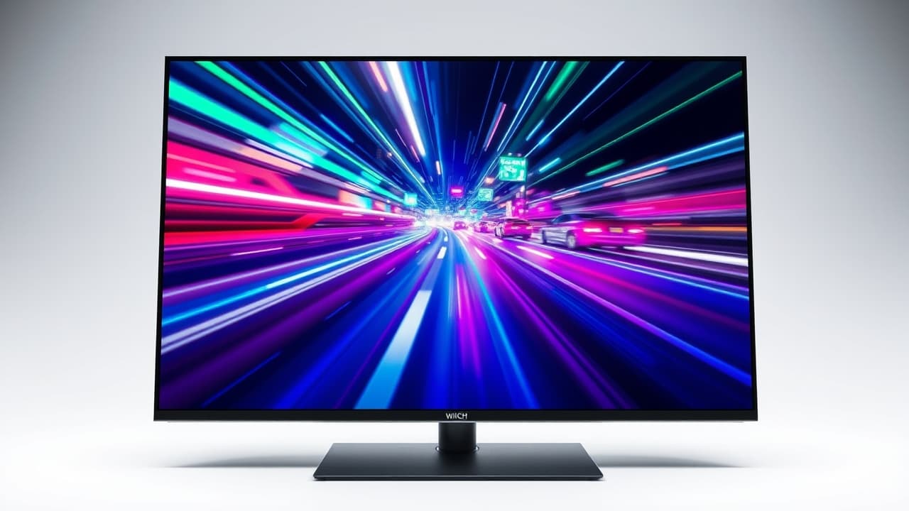 A person playing a video game on a 32-inch TV with a game controller