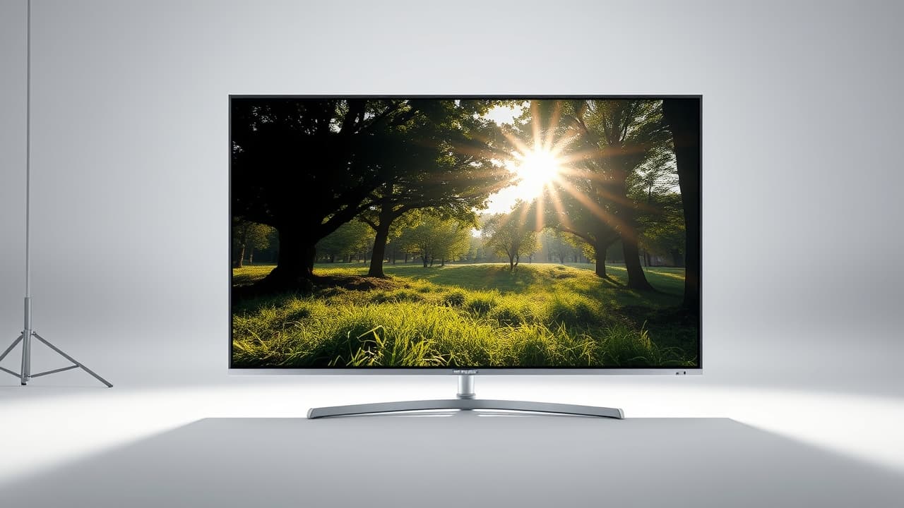 A vibrant TV screen showcasing high dynamic range (HDR) content with rich colors and contrast