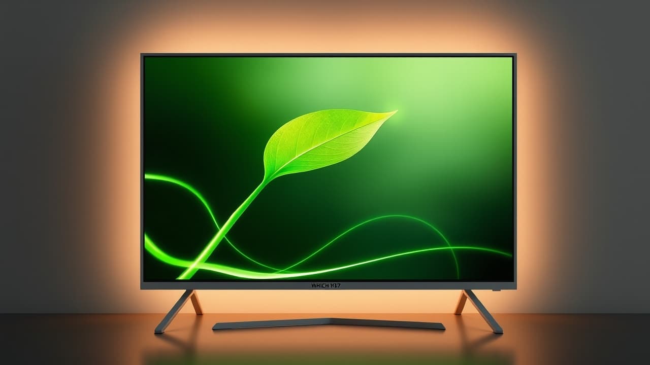 An ENERGY STAR logo on a TV screen, representing energy-efficient features