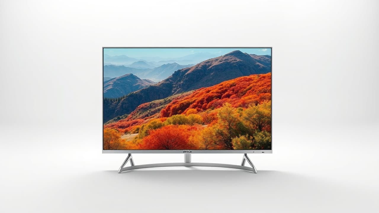 Close-up of a television screen showing the difference between 1080p and 4K resolution