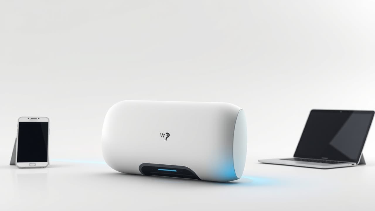 A Bluetooth symbol connecting to a speaker, with Wi-Fi signals also present, representing versatile connectivity.