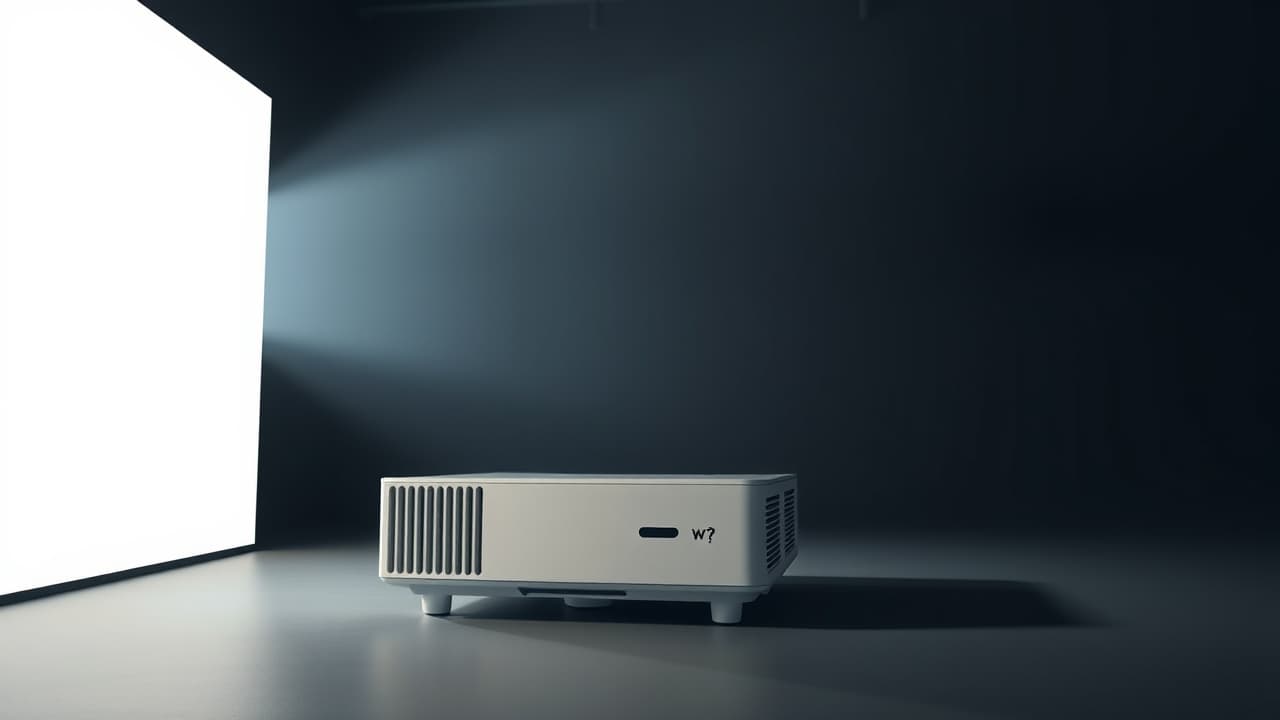 A bright projector beam illuminating a screen in a moderately lit room versus a dim beam in a bright room