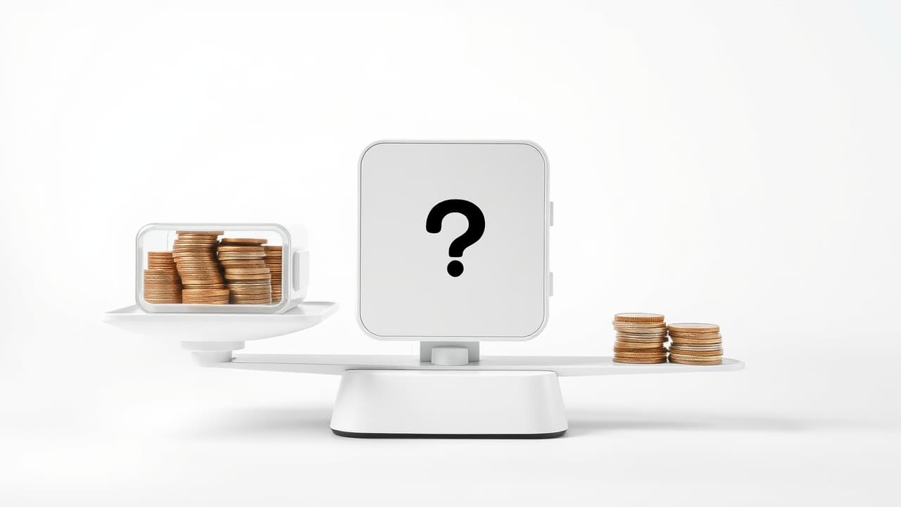 A stack of coins next to a modem, representing the cost comparison between buying and renting