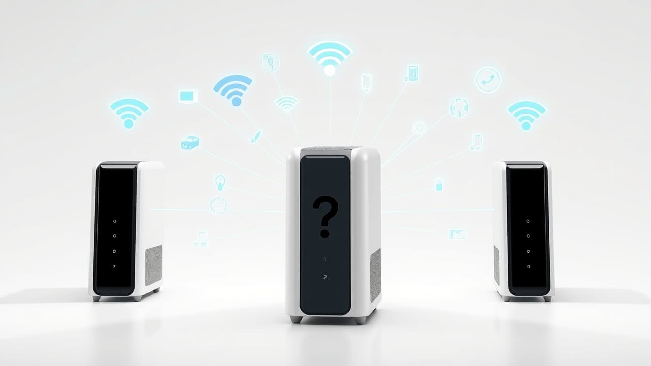 Illustrations of a standalone modem, a modem-router combo, and a mesh network system