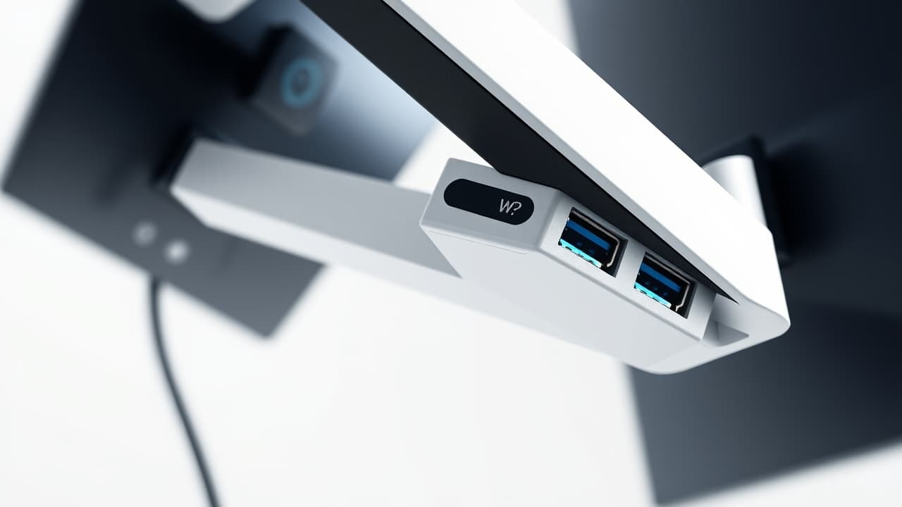 Monitor arm with a built-in USB hub for easy peripheral connectivity