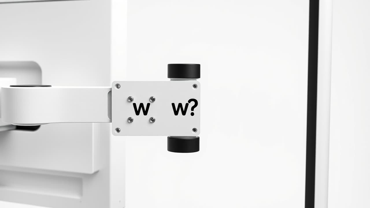 Back of a monitor showing VESA mounting holes and a VESA mount plate