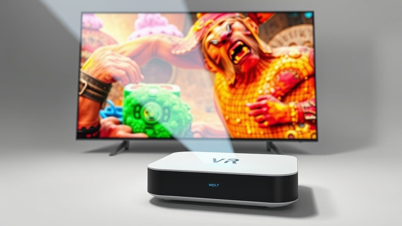 A high-resolution 4K HDR video playing on a TV screen, showcasing vivid colors and sharp details