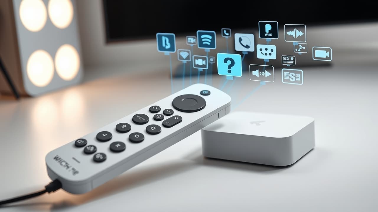 A backlit streaming device remote with a headphone jack and voice control button