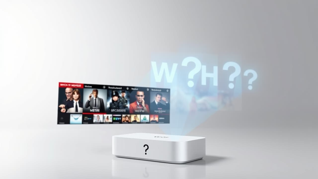 A streaming device home screen with personalized content recommendations and a robust search bar