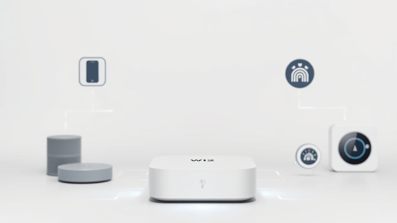 A streaming device connected to various smart home devices like lights and a thermostat