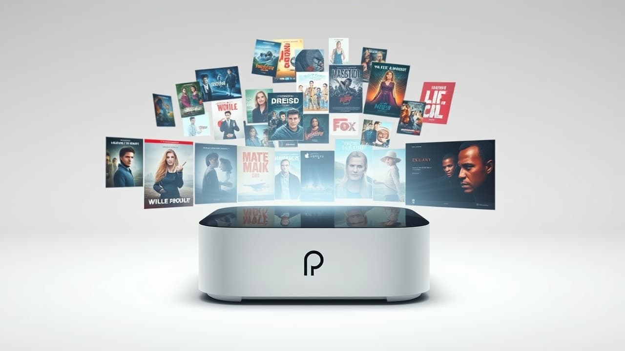 Diverse range of streaming service logos displayed on a TV screen