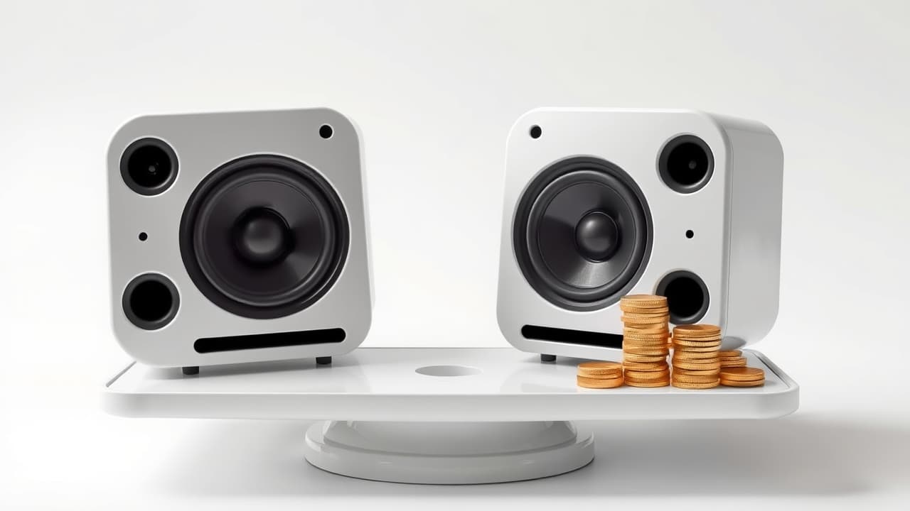 A graph illustrating different price points for surround sound speakers, from budget to premium, with perceived value.