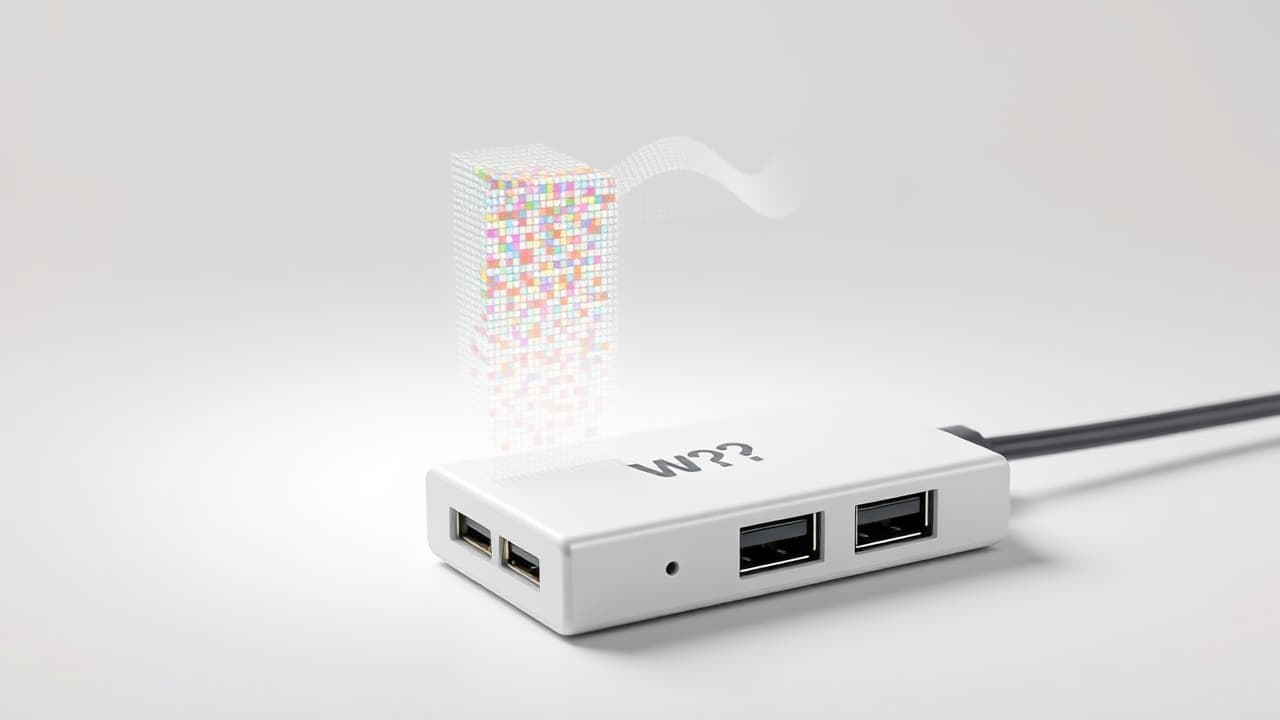 Laptop connected to multiple external monitors via a USB-C hub, displaying different content for enhanced productivity