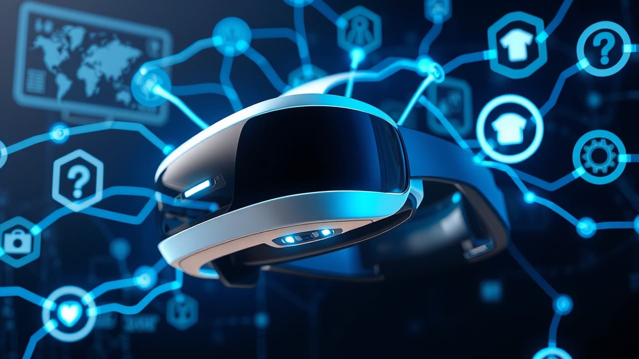 Icons representing wireless standalone VR, wired PCVR, and wireless PC connectivity, showing different ways VR headsets connect